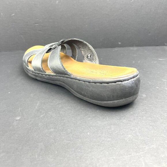 Skechers Women’s Luxe Foam Sandals Metallic Grey Slip-On Comfort Shoes Size 7 - Picture 5 of 8